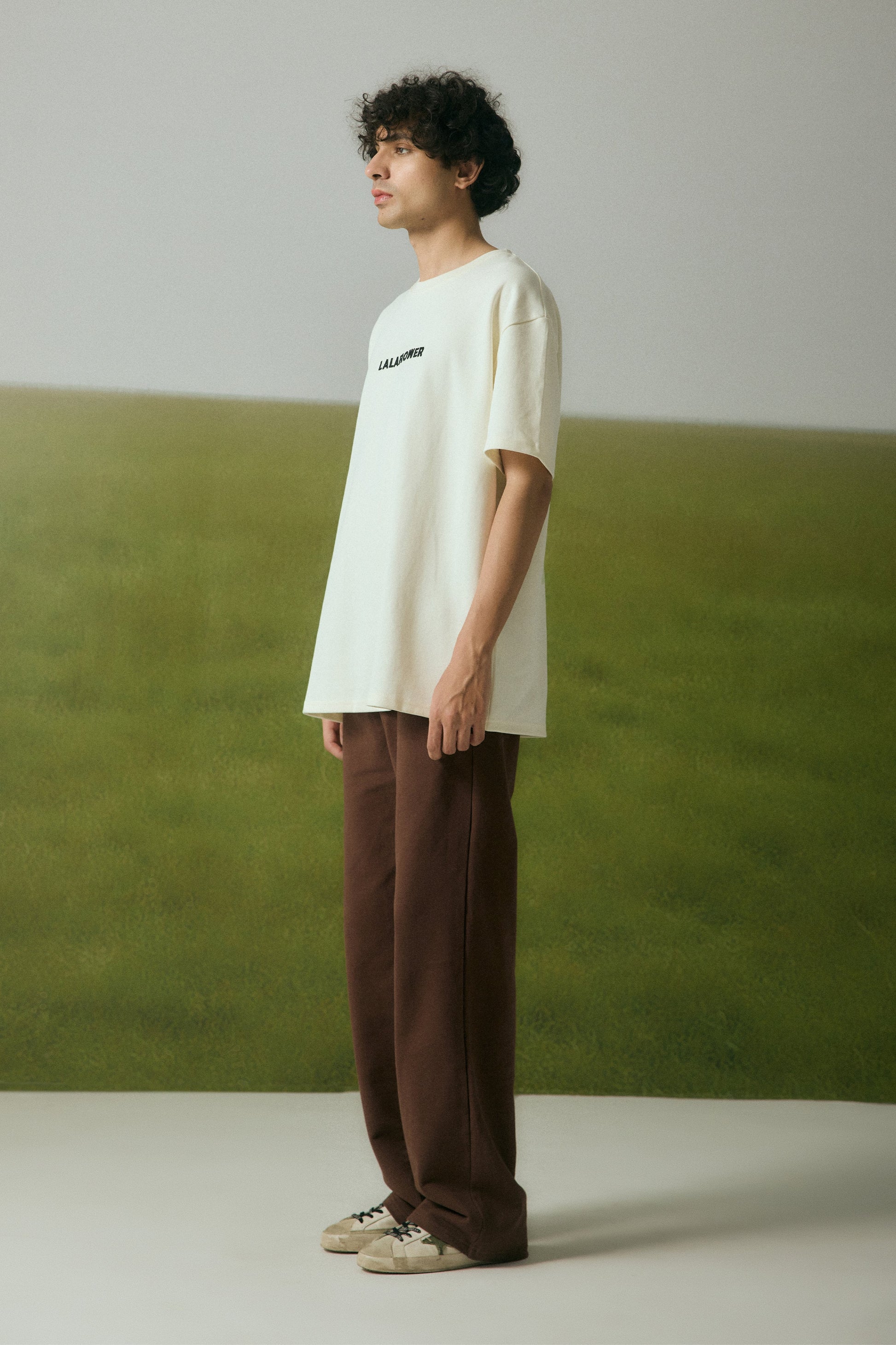 OFF-WHITE OVERSIZED T-SHIRT IN THE LALA GARDEN PRINT | LALAFLOWER at Broadway