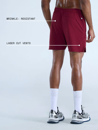 Burgundy 5 train in shorts