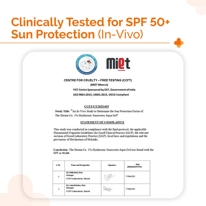 1% Hyaluronic Sunscreen Aqua Gel with SPF 50 & PA++++ - 30g