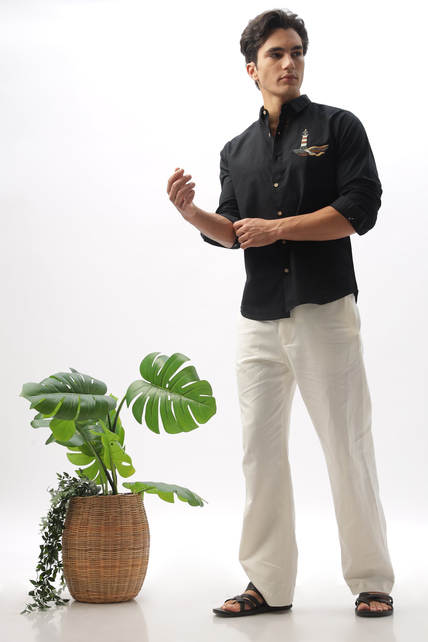 Lighthouse 100% Cotton Embroidery Shirt | Hamptons at Broadway