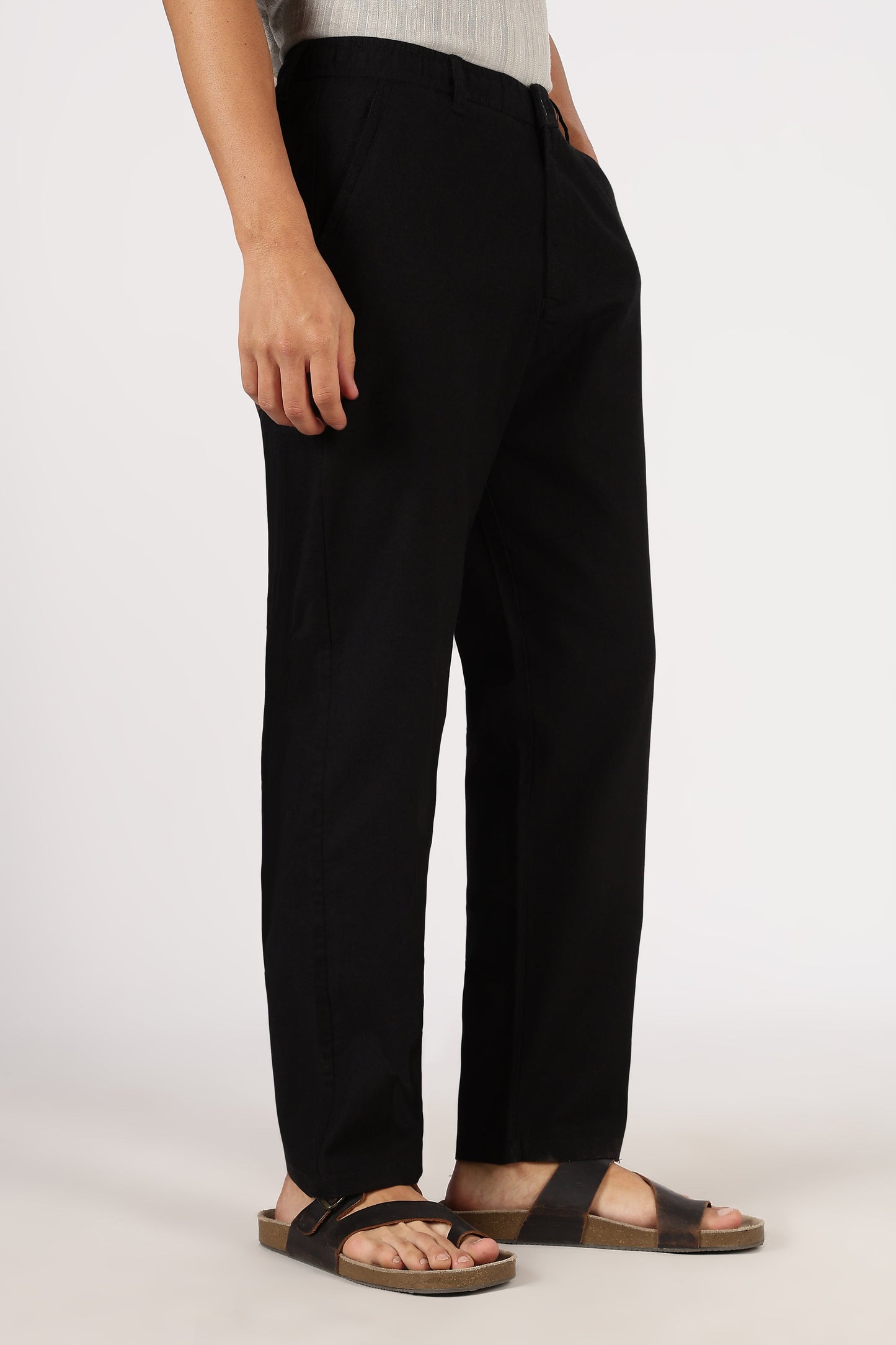 Linen-style 100% Cotton Relaxed Fit Black Pant | Hamptons at Broadway