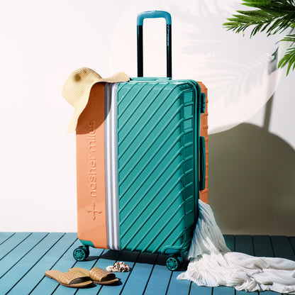 Nasher Miles Vegas Hard-Sided Polycarbonate Check-in Luggage Peach&Sea Blue 28 inch |75 Trolley Bag