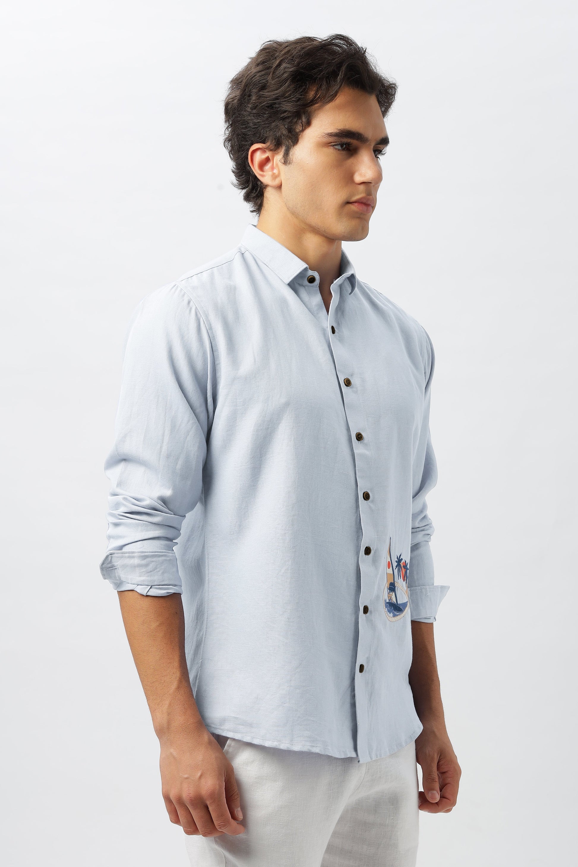 Sundown Sail Blue Embroidered Shirt | Hamptons at Broadway