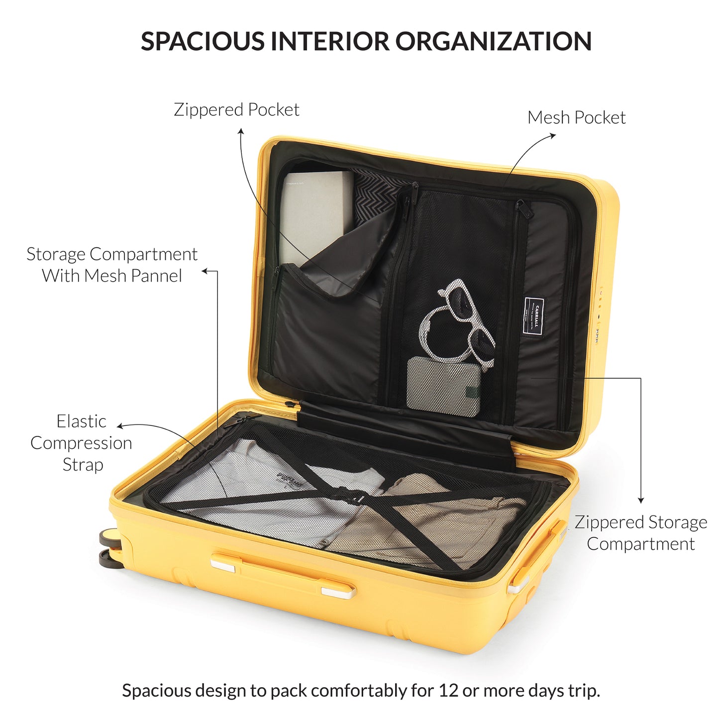 Carriall Drift( PP ) Yellow hardsided 28 inch check-in luggage