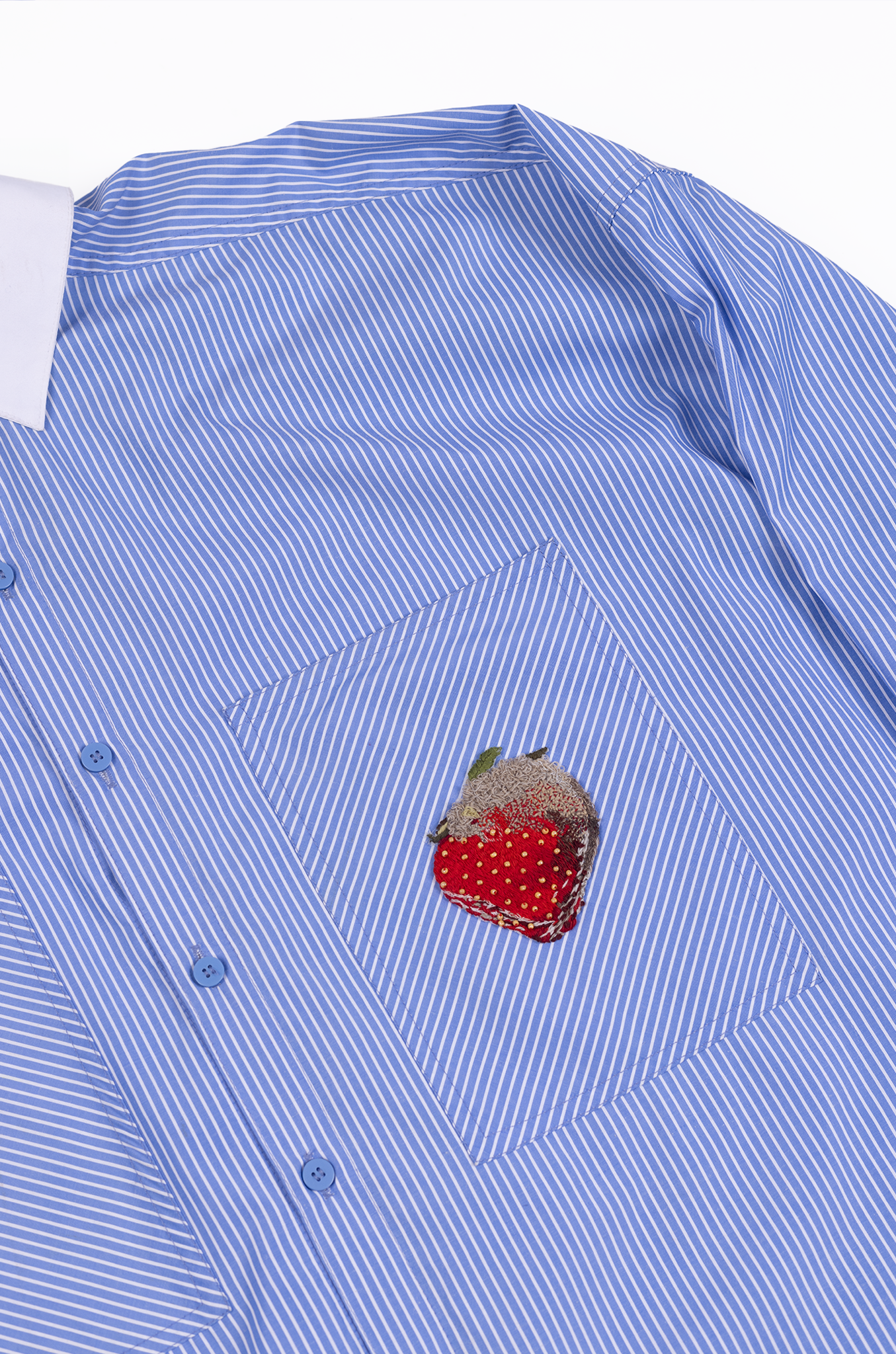 Oversized pinstriped embroidered darwyn shirt | Huemn at Broadway