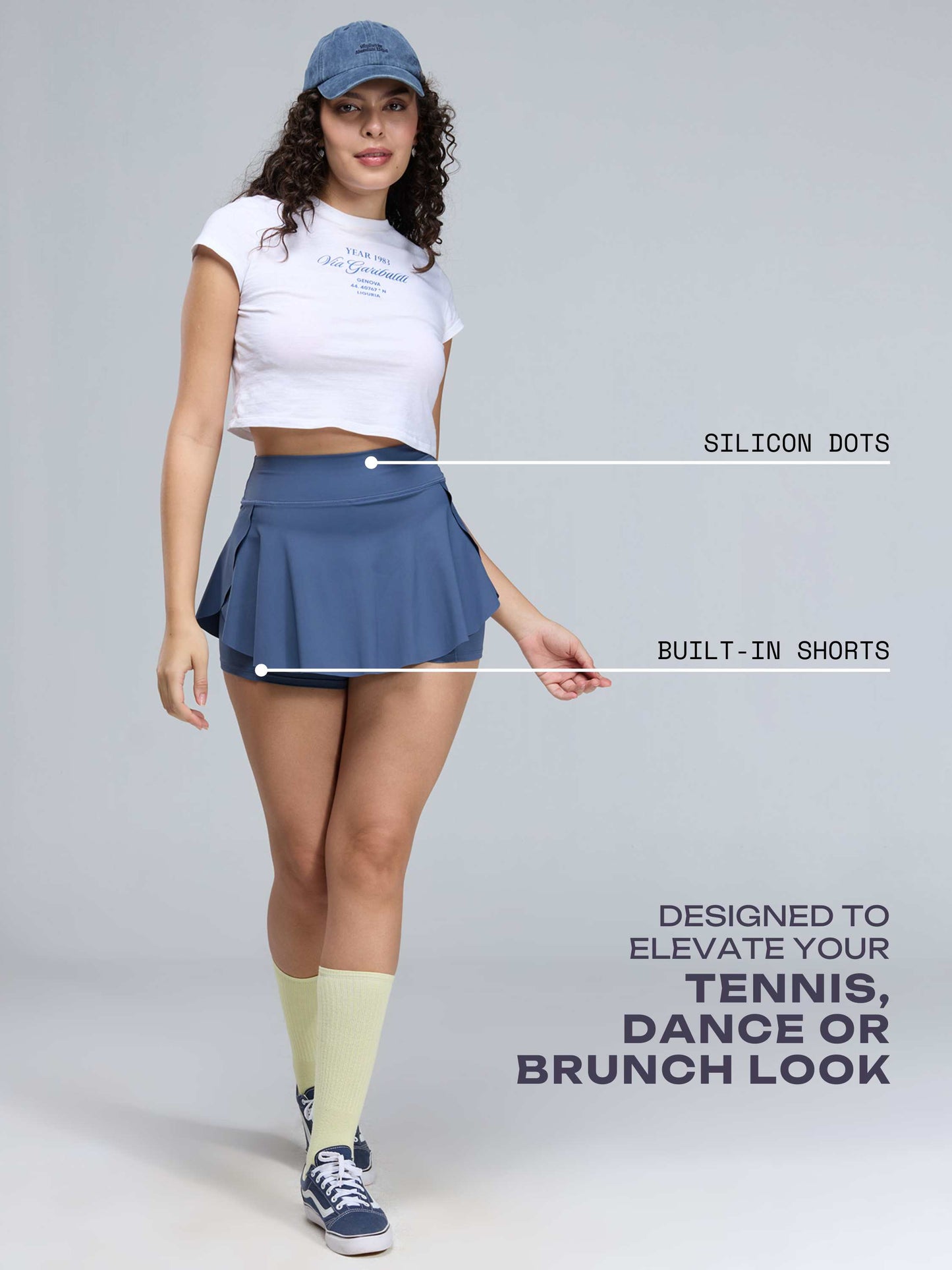 Steel Blue Swirl Tennis Skorts