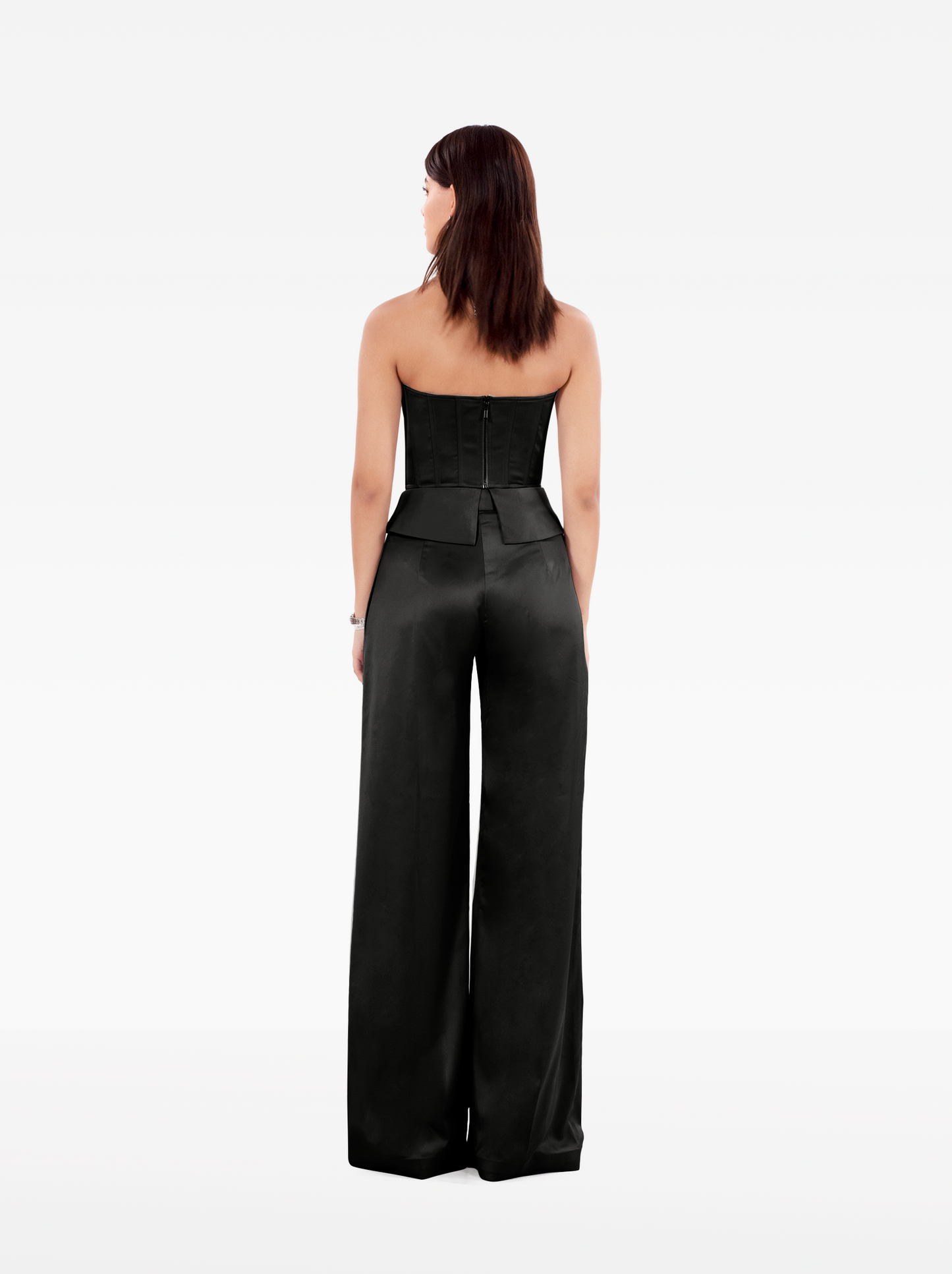 instant crush trousers - black wide leg satin high-waisted trousers with front pockets, birthday, party, formal, dinner, date outfit - SOLÉITE