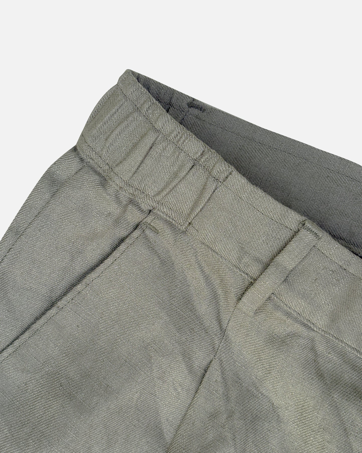 Bare Brown Relax Fit Linen Trouser with Side Elastic - Olive