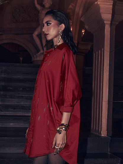 Aviory Embroidered Freesize Shirt Dress