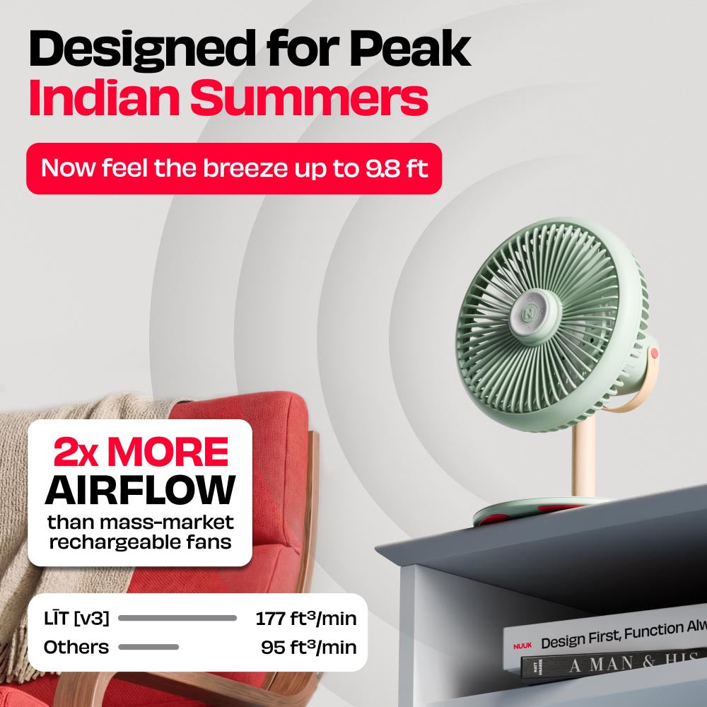 All-day Wireless Rechargeable Table Fan with Mood Light and Magnetic Remote | LĪT [v3]