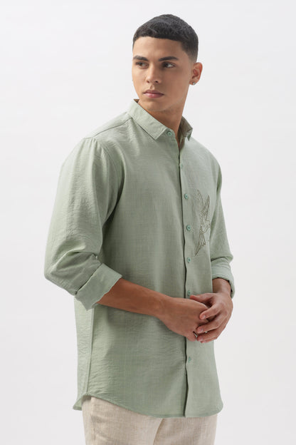 Humming(way) Birds Vienna Green Embroidery Shirt | Hamptons at Broadway