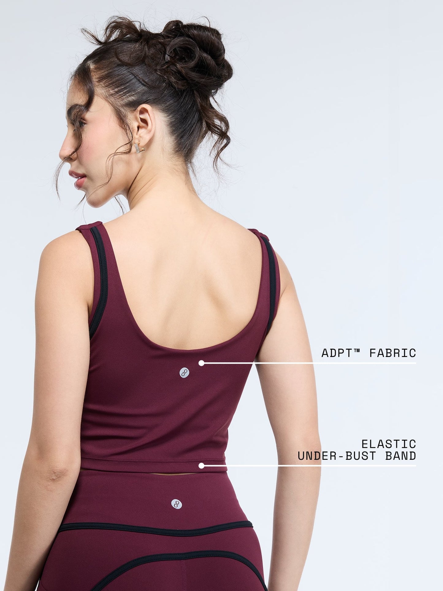Burgundy Aerial Contrast Crop Tank
