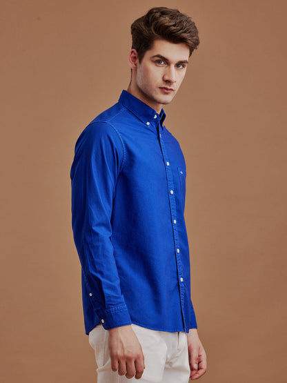 Aldeno Men Oxford Royal Blue Casual Shirt (GOIND)