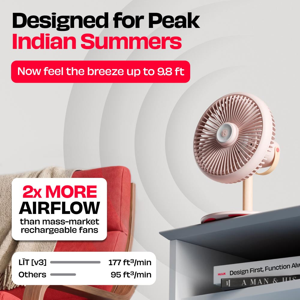 All-day Wireless Rechargeable Table Fan with Mood Light and Magnetic Remote | LĪT [v3]