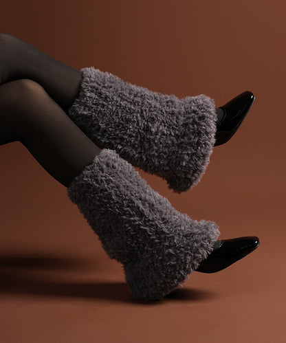 Plush Ribbed Leg Warmer - Grey