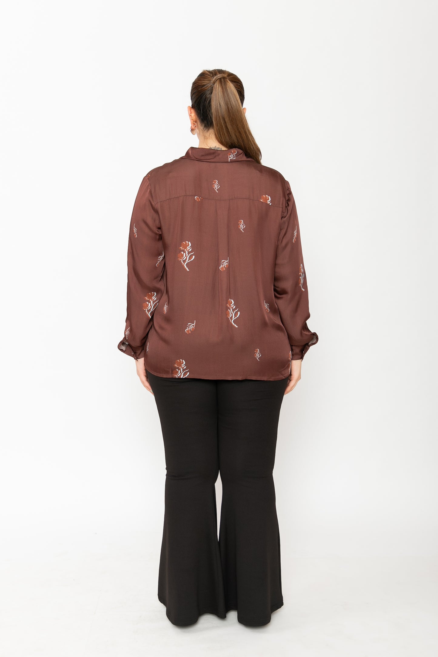 Contemponari-Wilted Petals Shirt | Brown