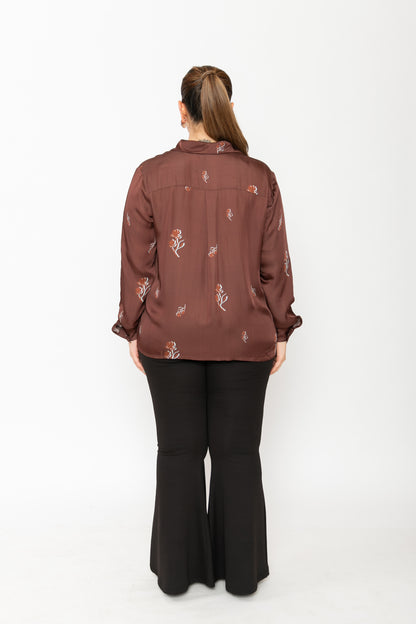 Contemponari-Wilted Petals Shirt | Brown