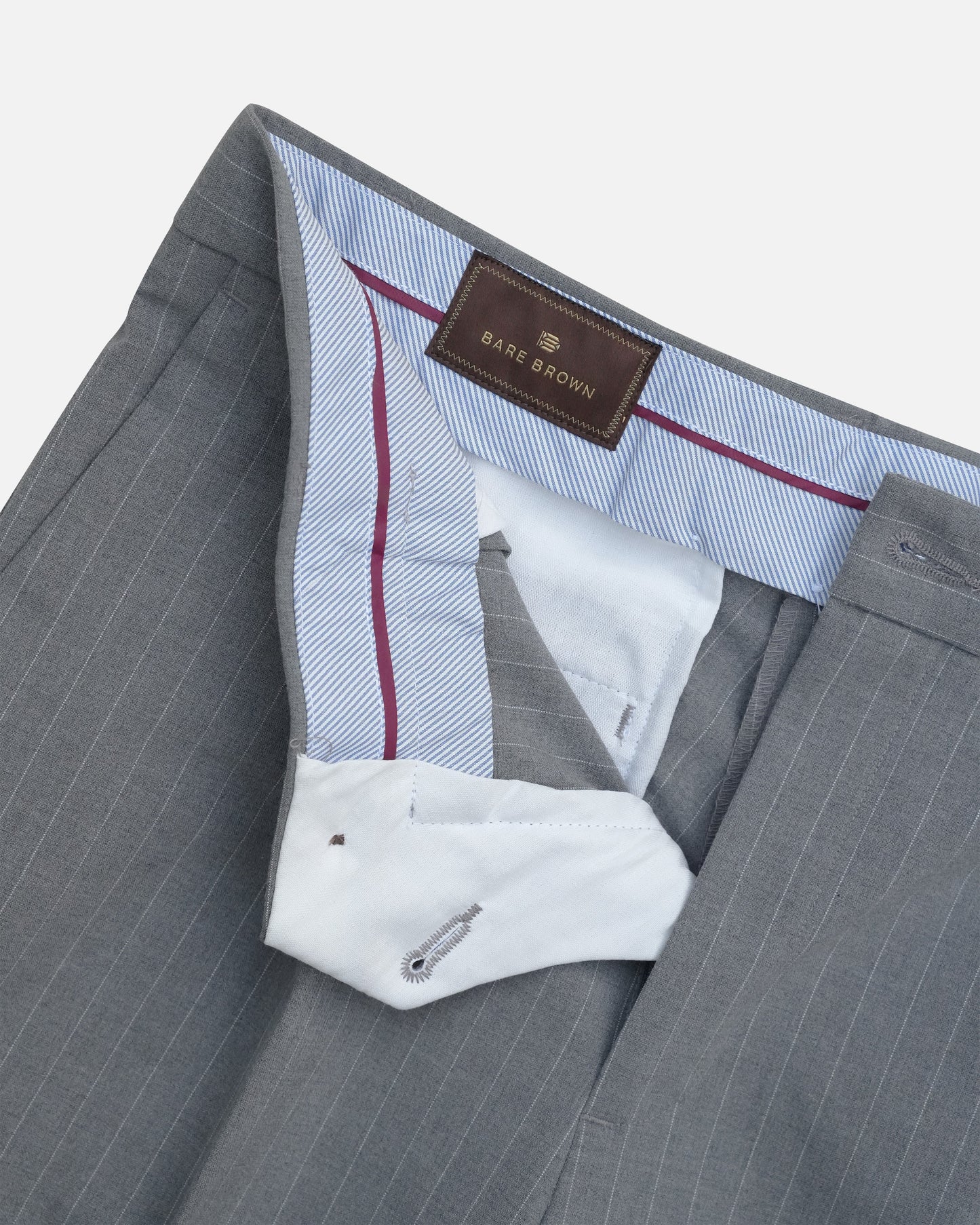 Bare Brown Relax Fit  Stripe Trouser - Grey