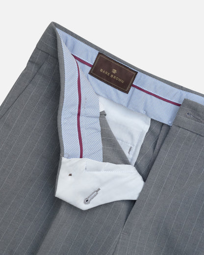 Bare Brown Relax Fit  Stripe Trouser - Grey