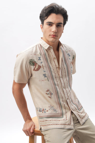 Sands of Sahara Embroidered Half Sleeve Shirt