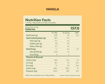 Cosmix No-Nonsense Plant Protein Pancakes - Kerala Vanilla White & Brown