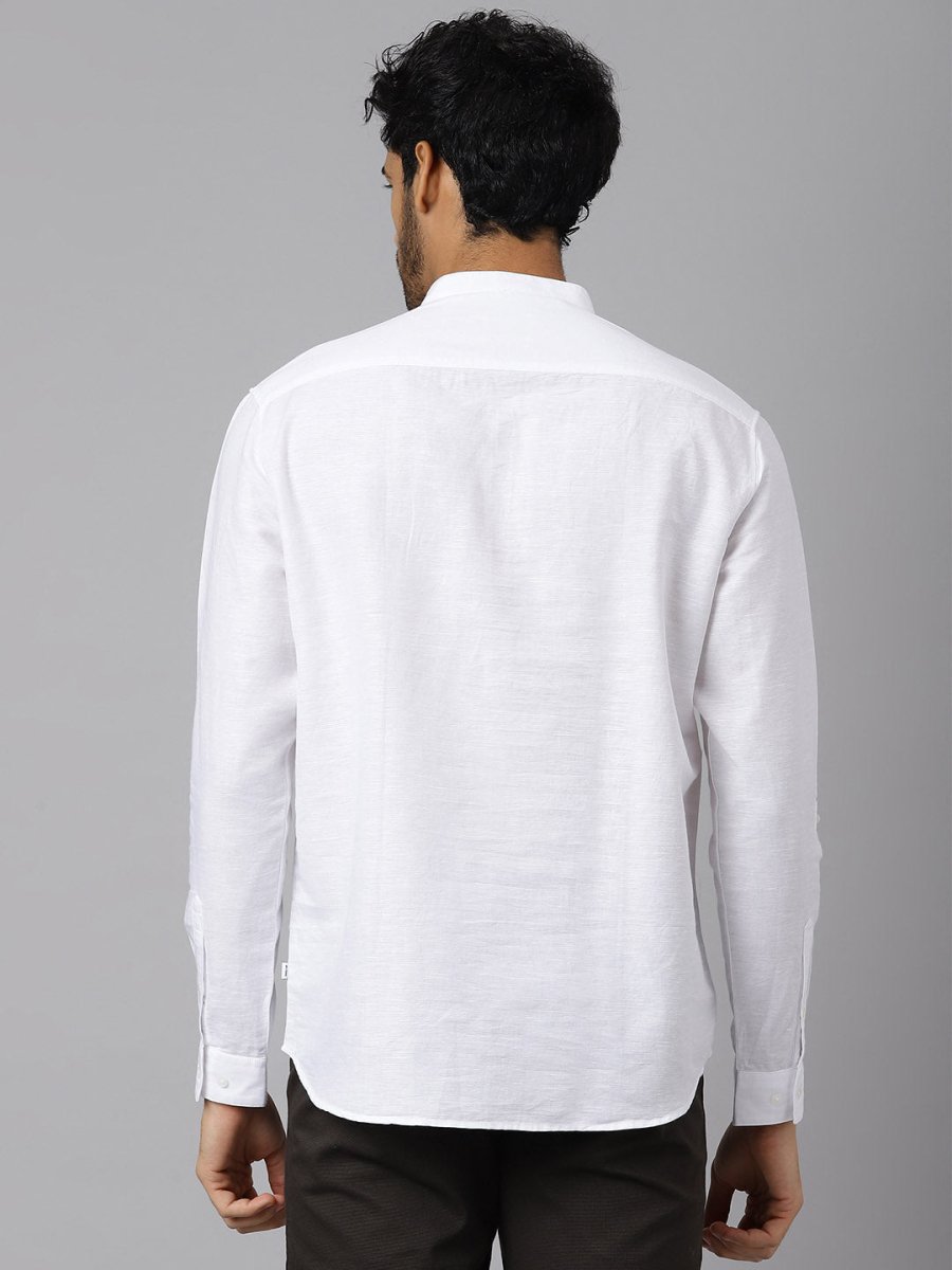 Soft Finish Mandarin Collar White Kurta - Spirited
