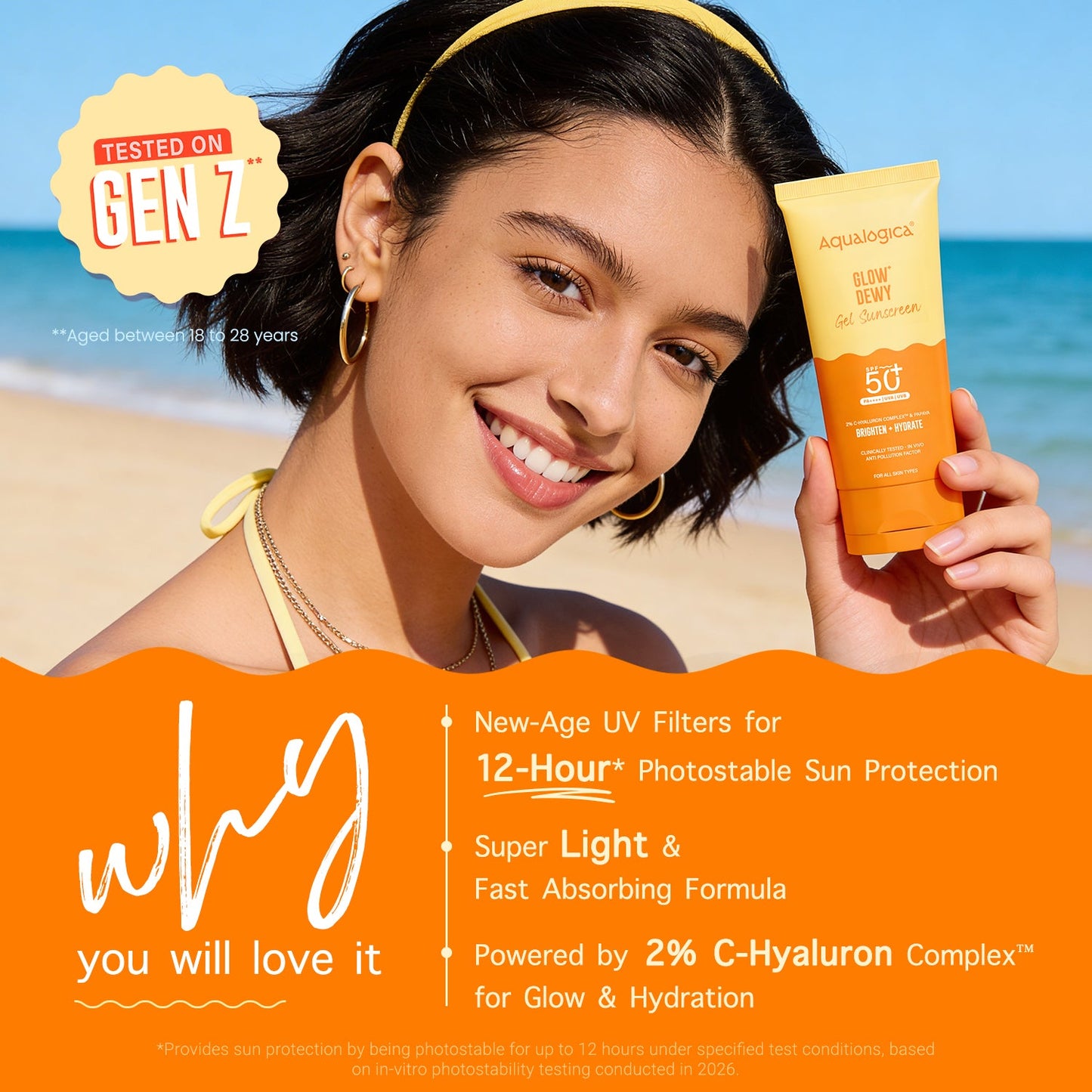 Glow+ Dewy Gel Sunscreen In-Vivo Tested SPF 50+ PA++++ with Papaya & Vitamin C - 80g