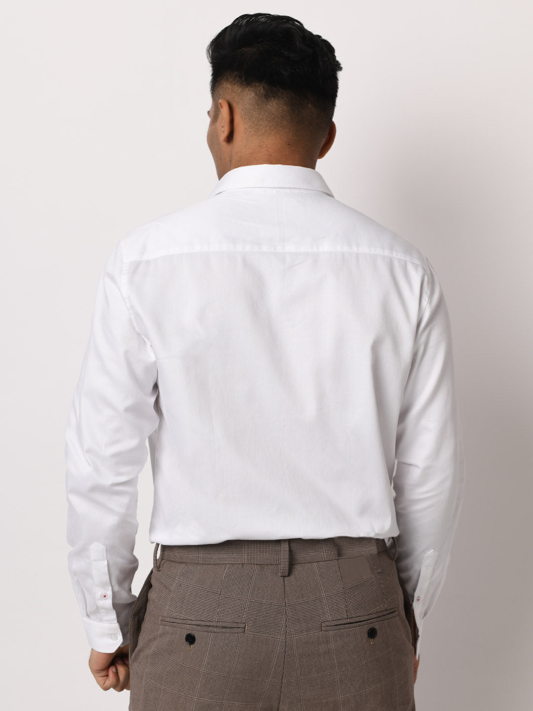 Contrast Detail Classic Cotton White Shirt - Gala