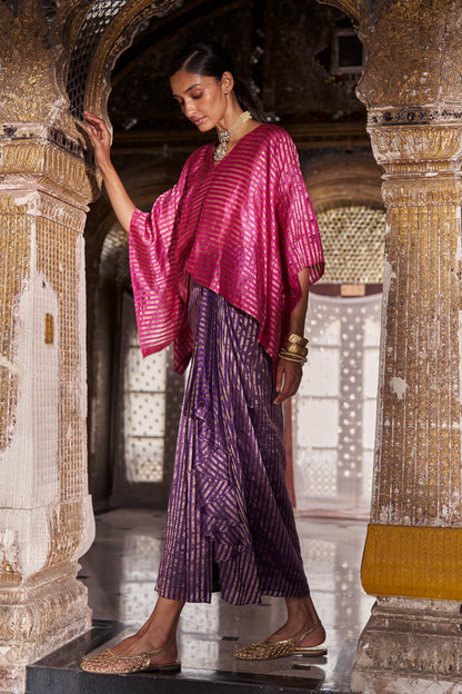 BENARES TISSUE STRIPE DRAPE SKIRT