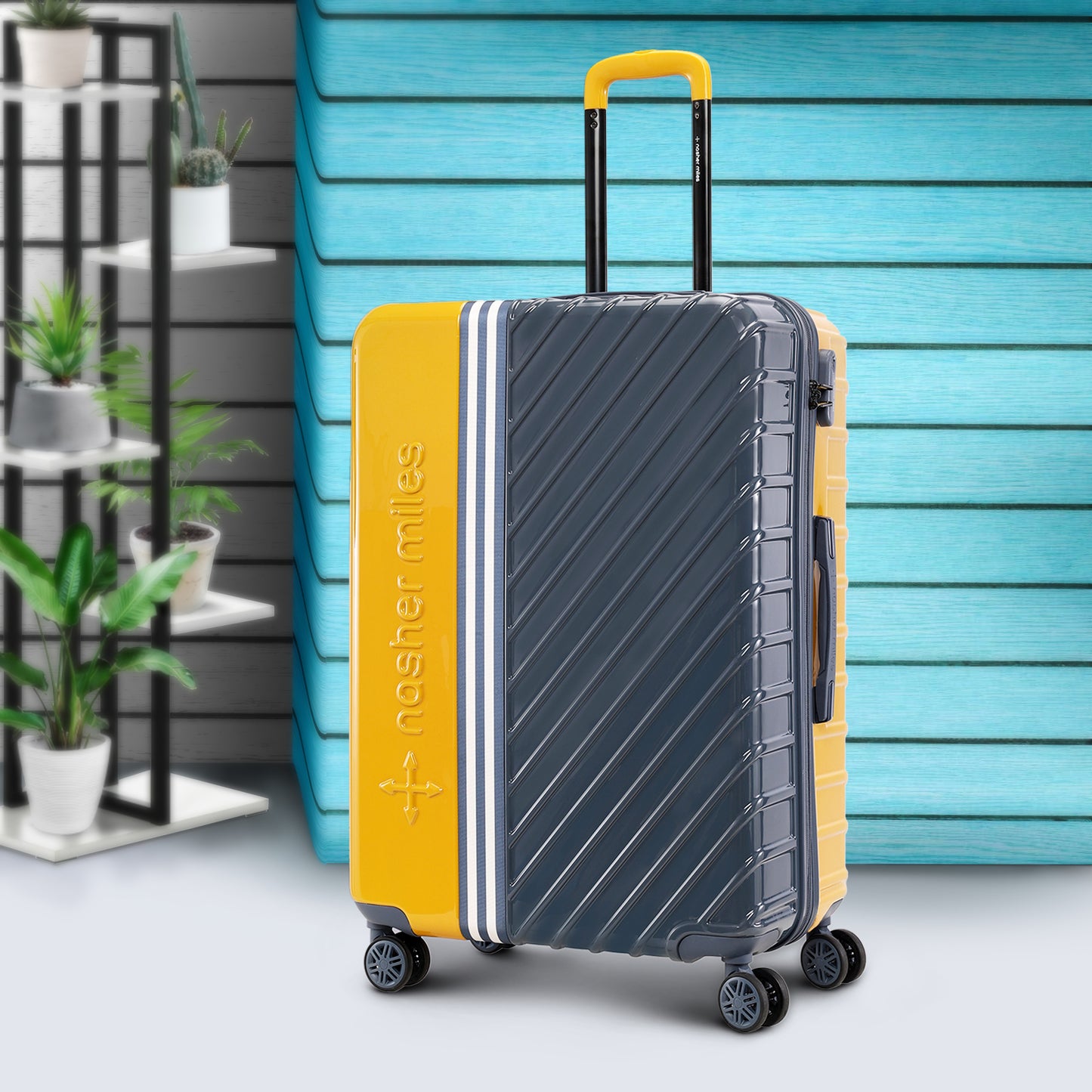 Nasher Miles Vegas Hard-Sided Polycarbonate Check-in Luggage Yellow&Grey 28 inch |75 Trolley Bag