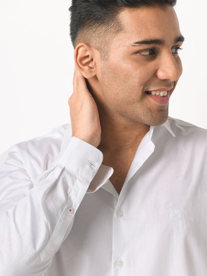 Poppy Embroidered Cotton White Shirt - Grace