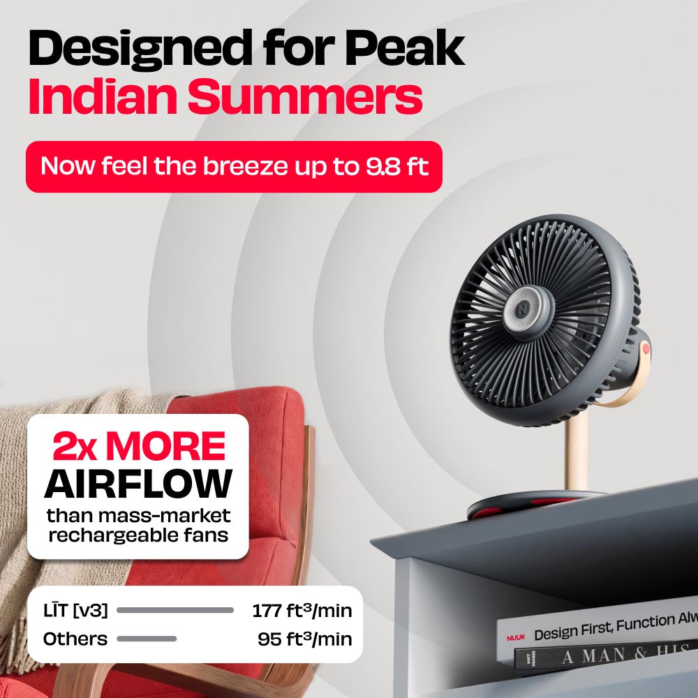 All-day Wireless Rechargeable Table Fan with Mood Light and Magnetic Remote | LĪT [v3]
