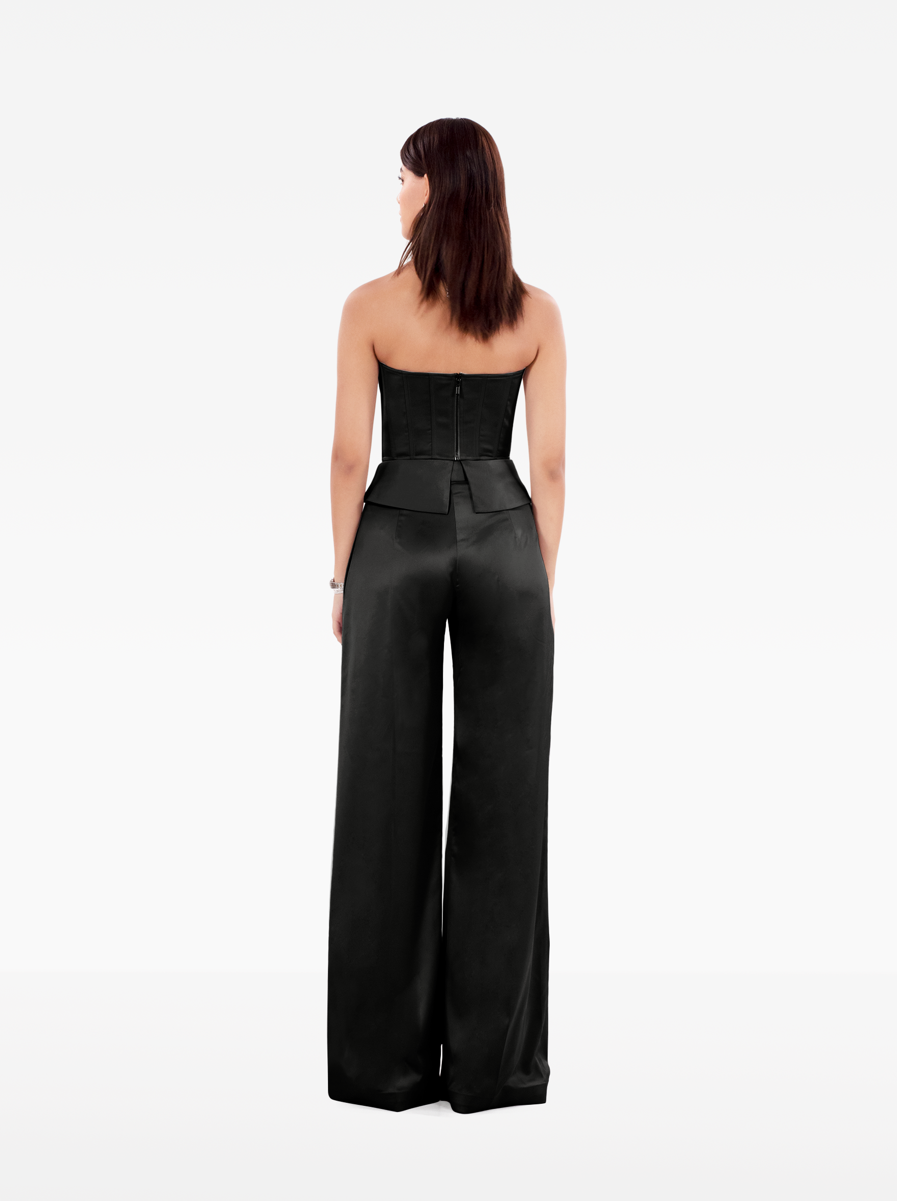 instant crush corset - black asymmetric bustier top with a strapless design and structured boning, birthday, party, dinner, date outfit - SOLÉITE