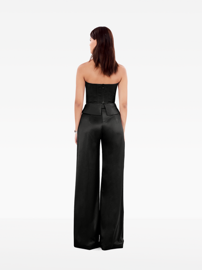 instant crush corset - black asymmetric bustier top with a strapless design and structured boning, birthday, party, dinner, date outfit - SOLÉITE