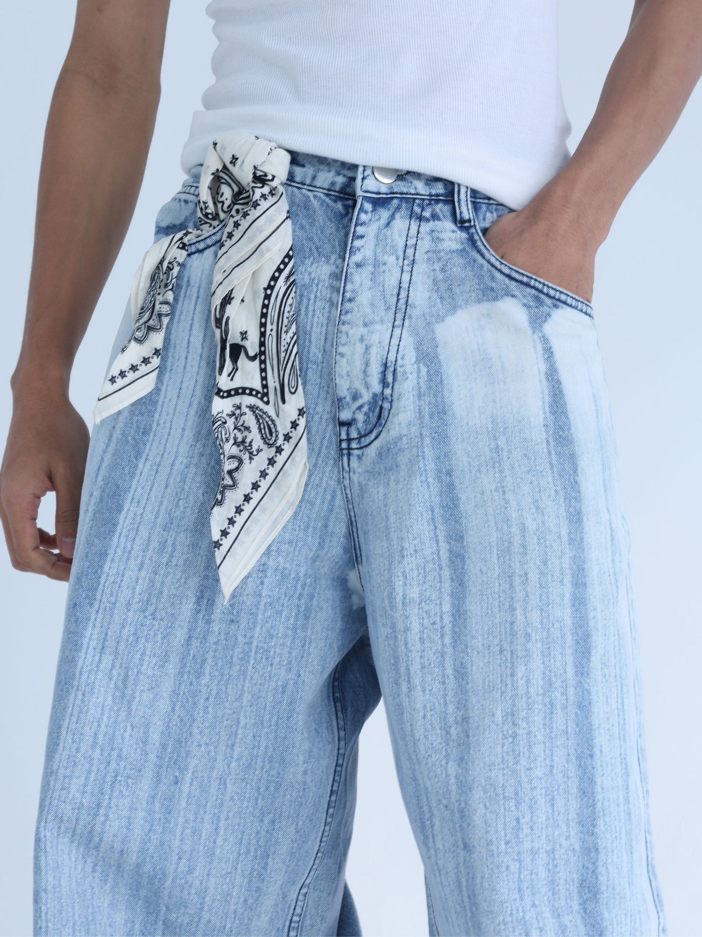 Light Blue Brussed Baggy