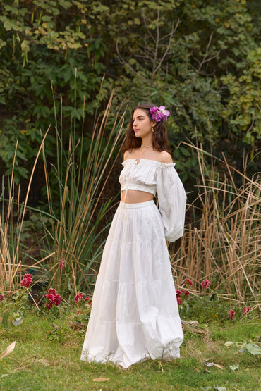 White Tiered Maxi Skirt