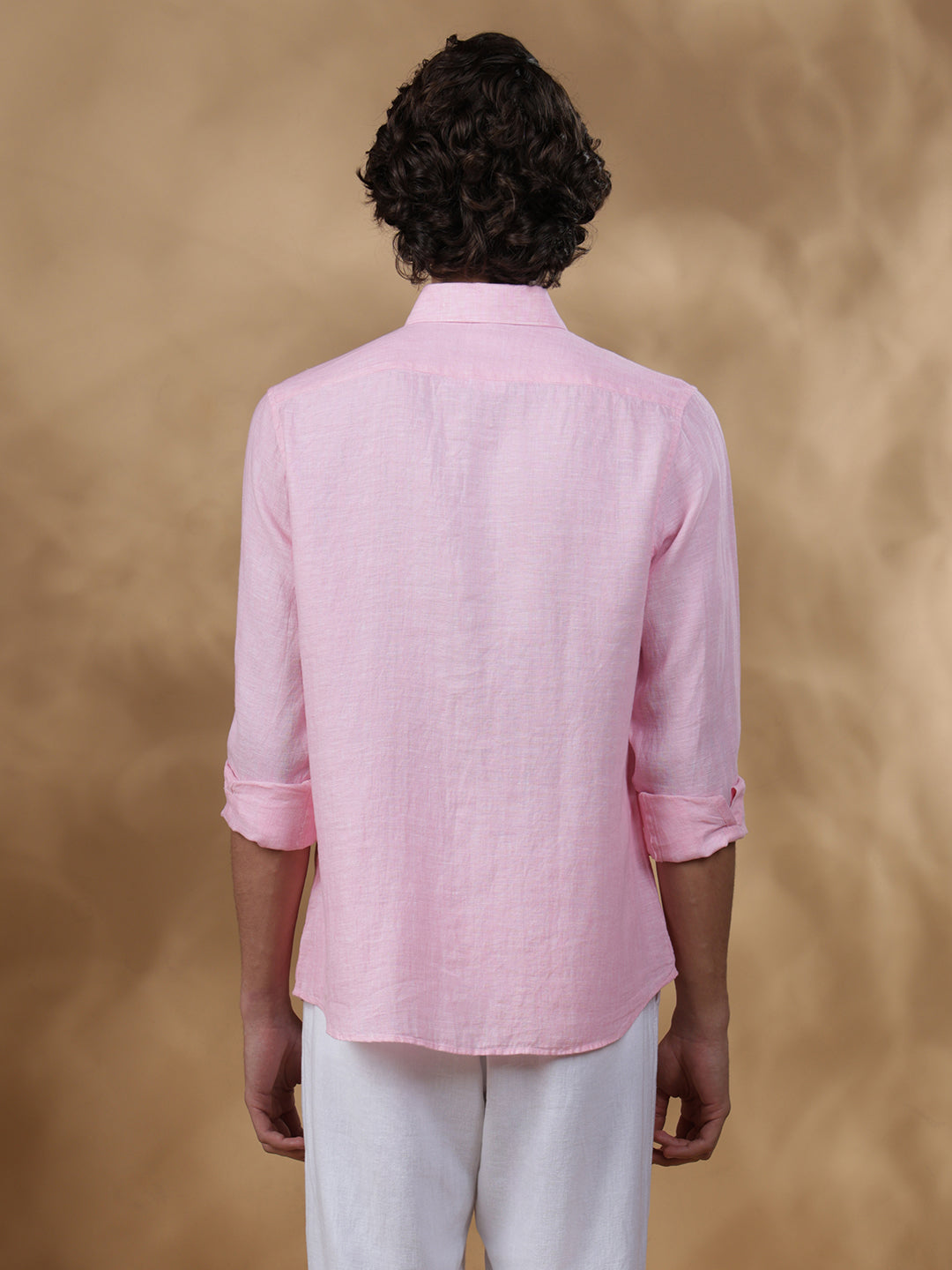 Pink Regular Fit Casual Linen Shirt for men (OLIVIO)