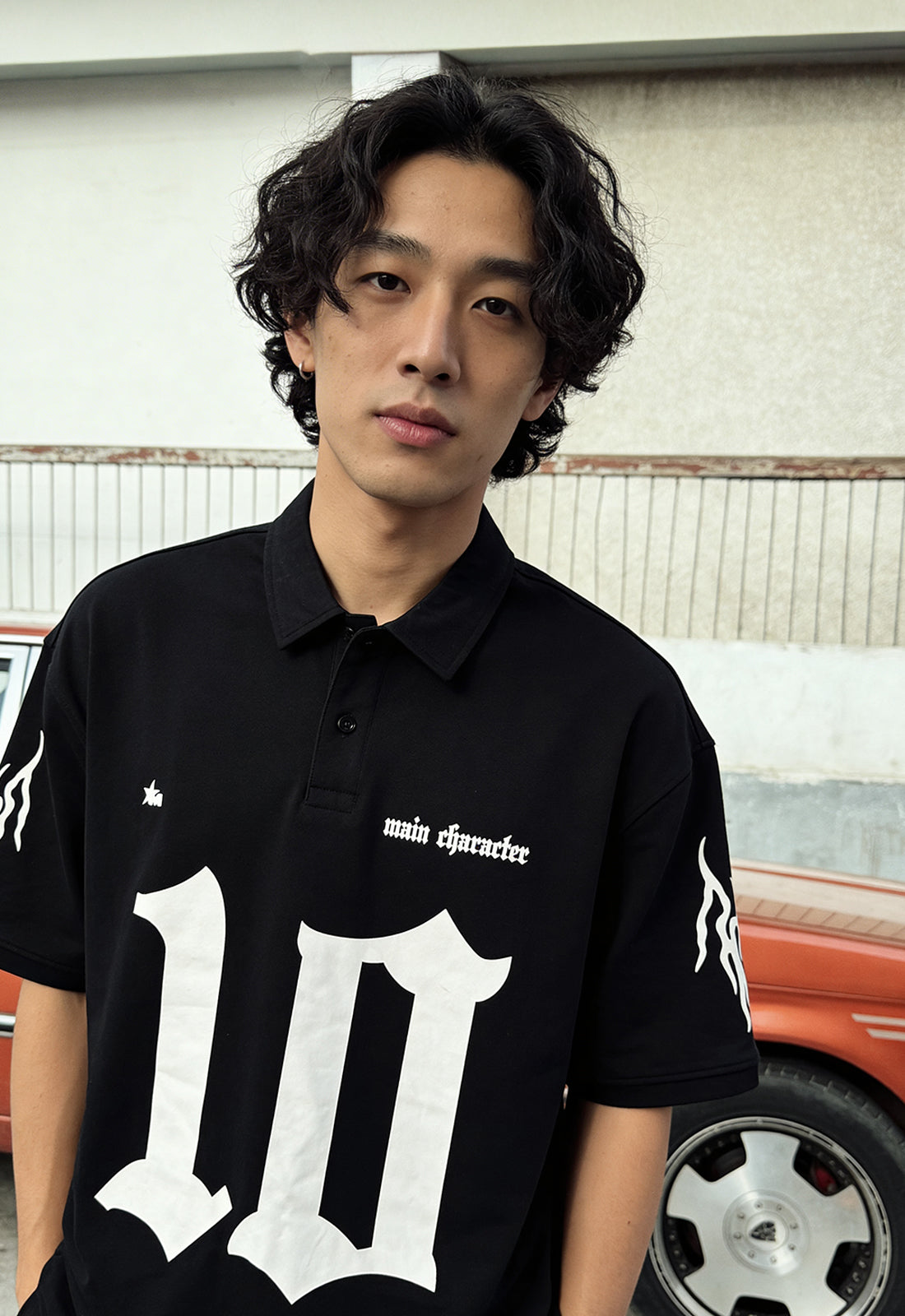 Black-Ten Oversized Polo T-Shirt