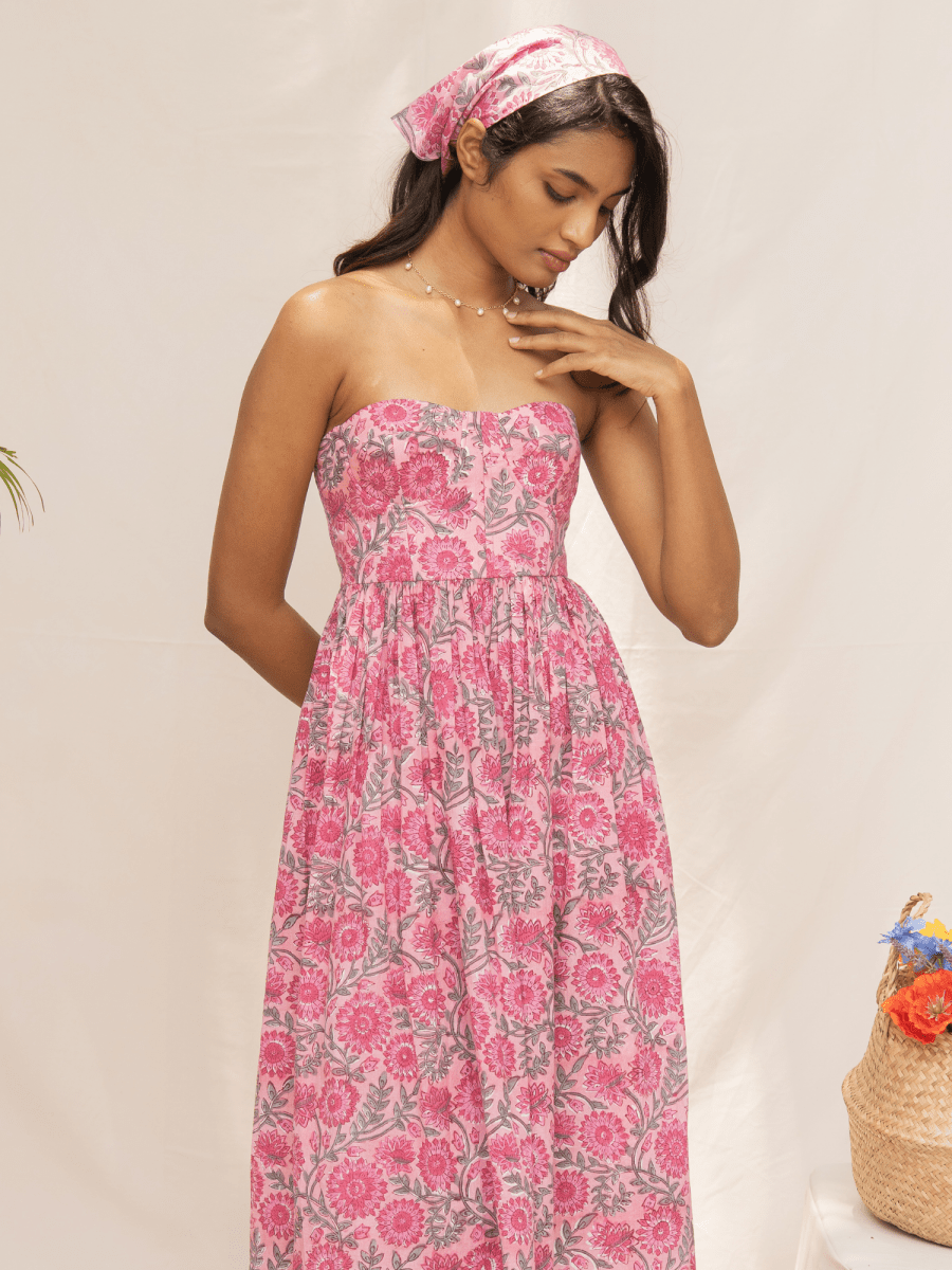 Sienna Floral Corset Midi Dress