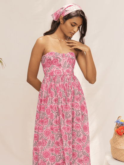 Sienna Floral Corset Midi Dress