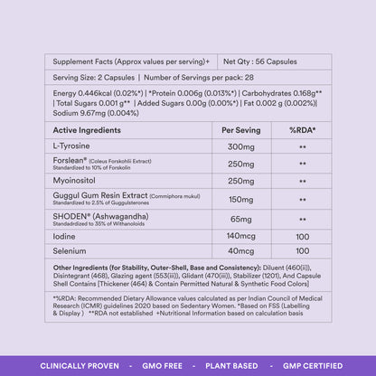 Origins Nutra Thyroid Support | Support Healthy Thyroid Function, Maintain Hormonal Balance | ForsLean, ShodenGMP Certified | For Men & Women | 56 Veg Capsules