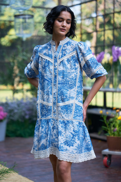 TOILE & LACE TIERED MINI