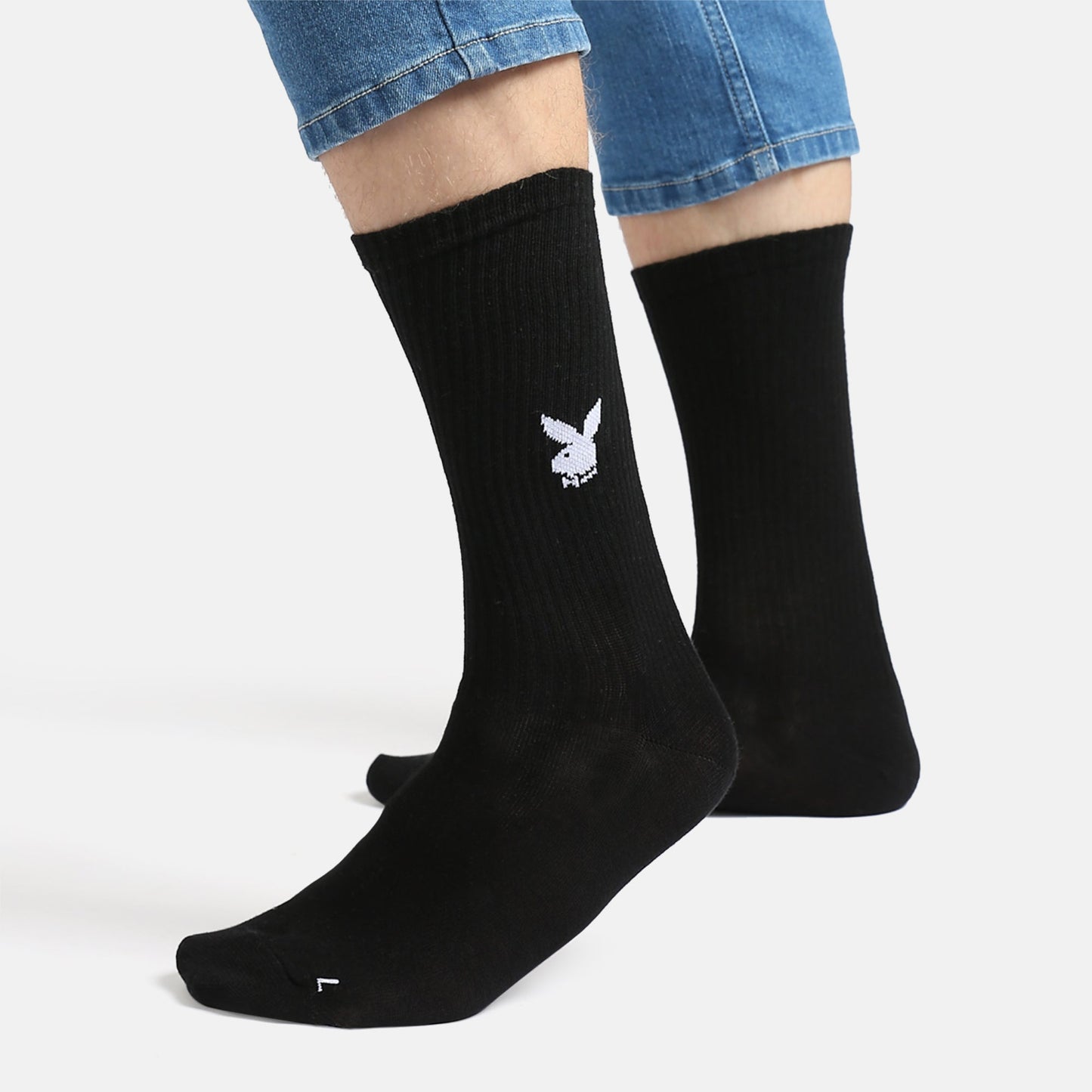 Mens Playboy Solid Crew Socks
