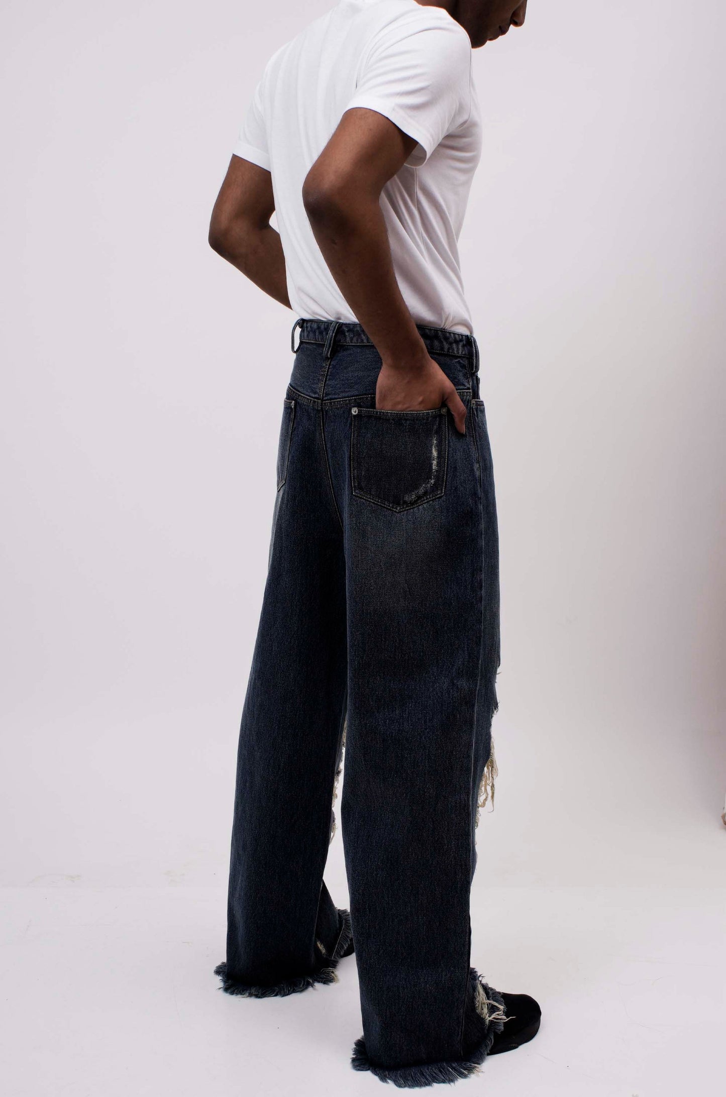 Indigo Distressed Jeans | Huemn at Broadway
