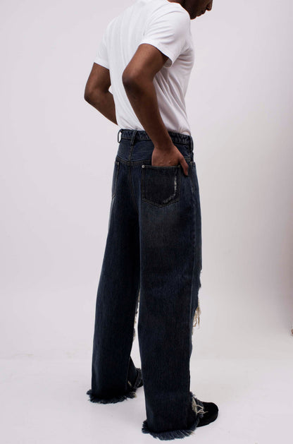 Indigo Distressed Jeans | Huemn at Broadway