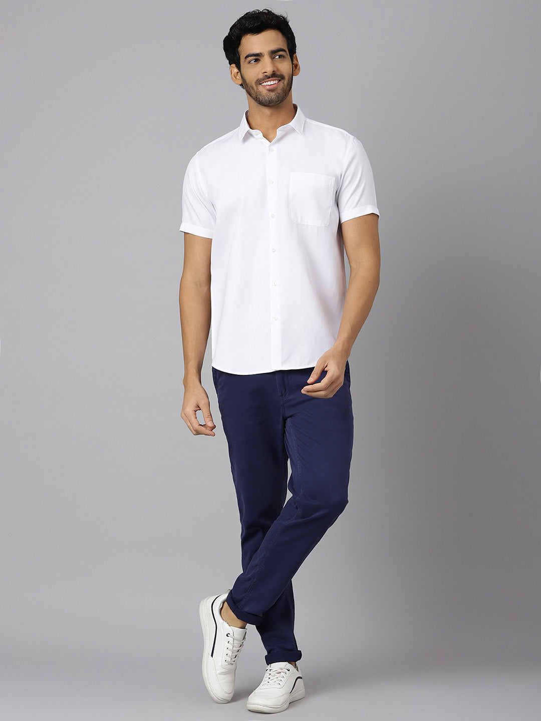 Patch Pocket Dobby Cotton White Shirt - Orchard