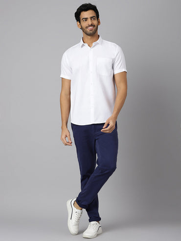 Patch Pocket Dobby Cotton White Shirt - Orchard