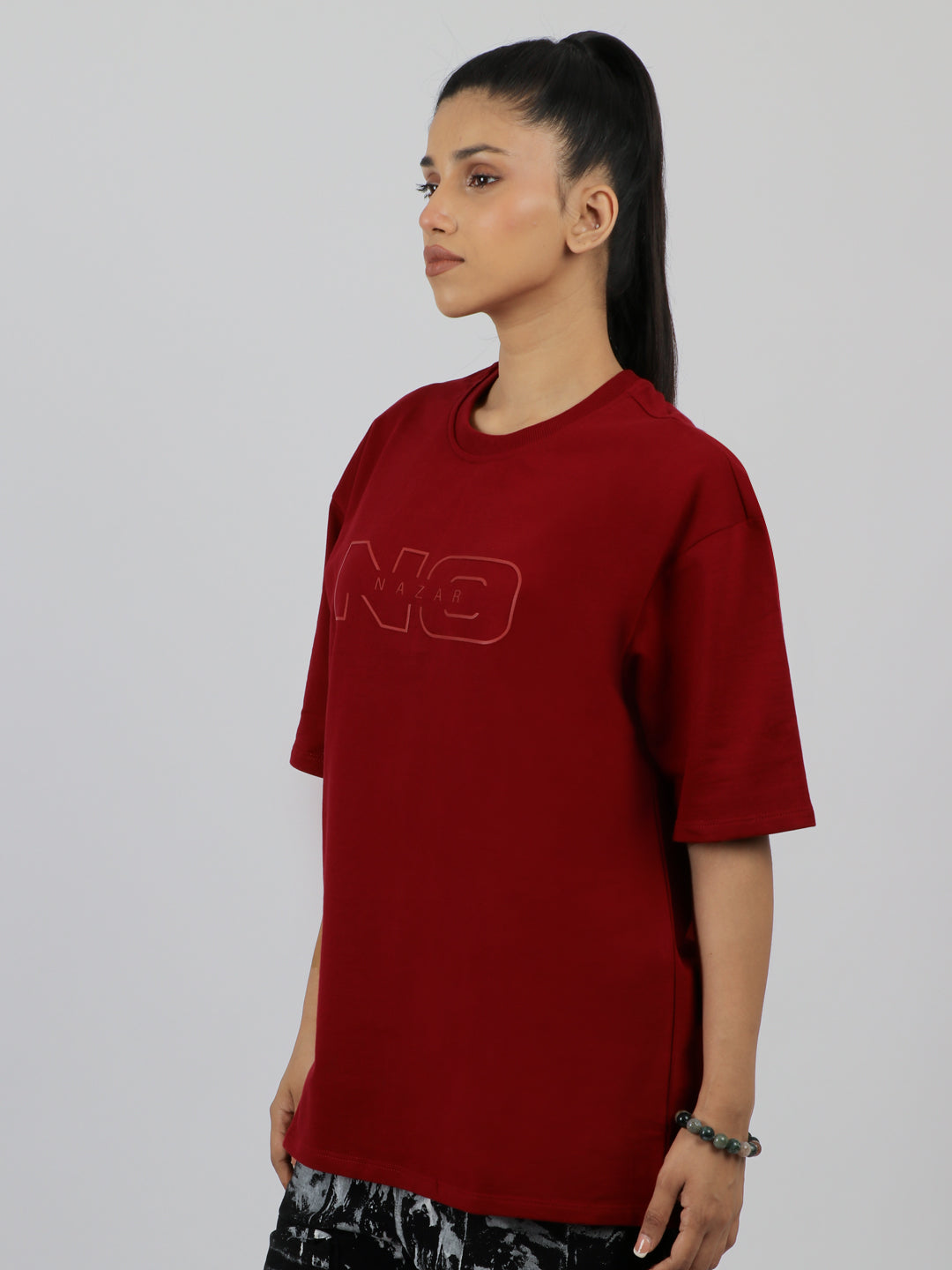 Essentials Tshirt - Bordeaux Red - Dual-Tone | No Nazar at Broadway