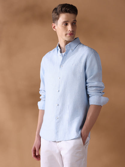 Blue Regular Fit Solid Casual Shirt for Men (LILA)
