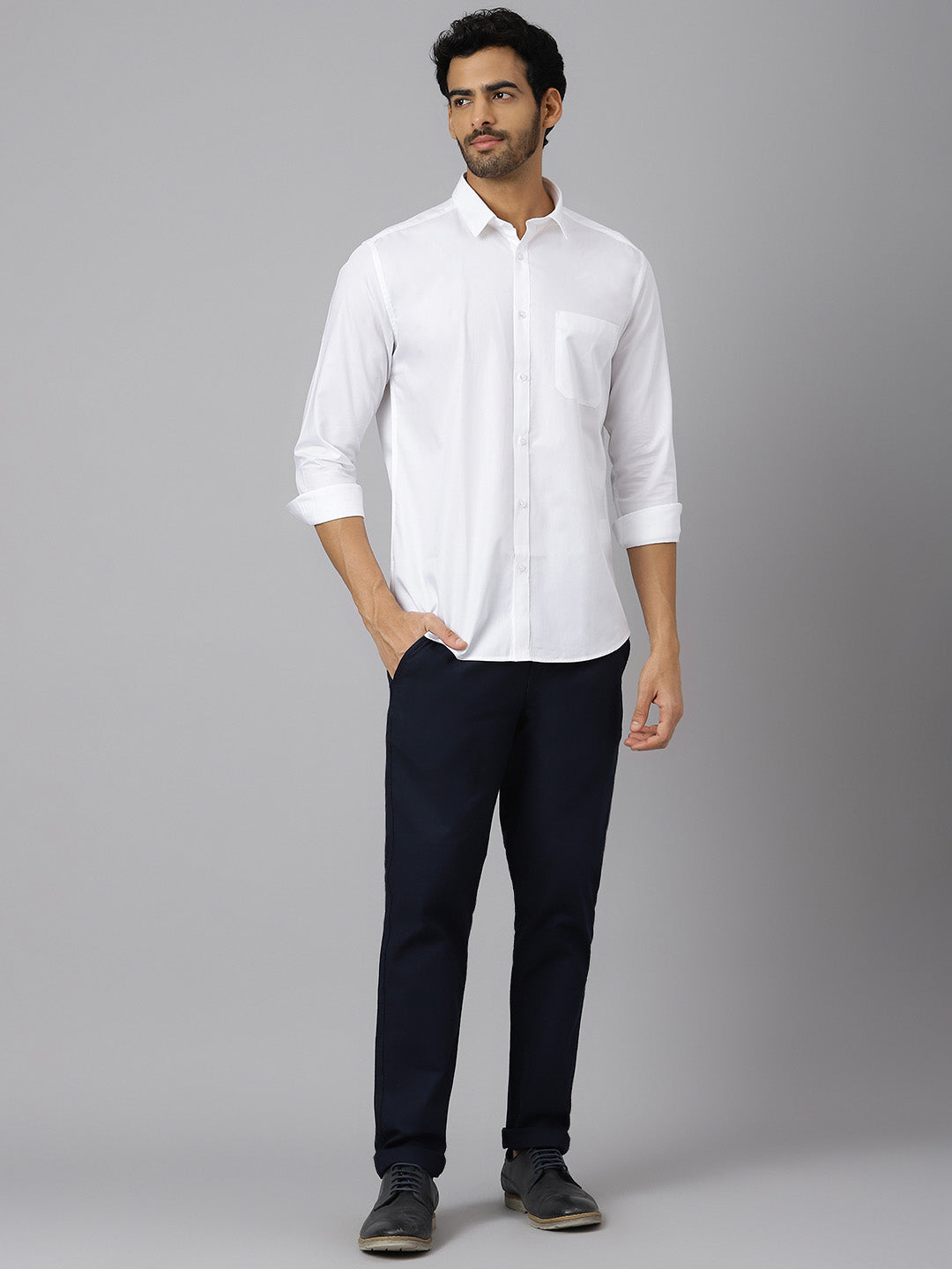 Chest Pocket Premium Cotton White Shirt - Routine